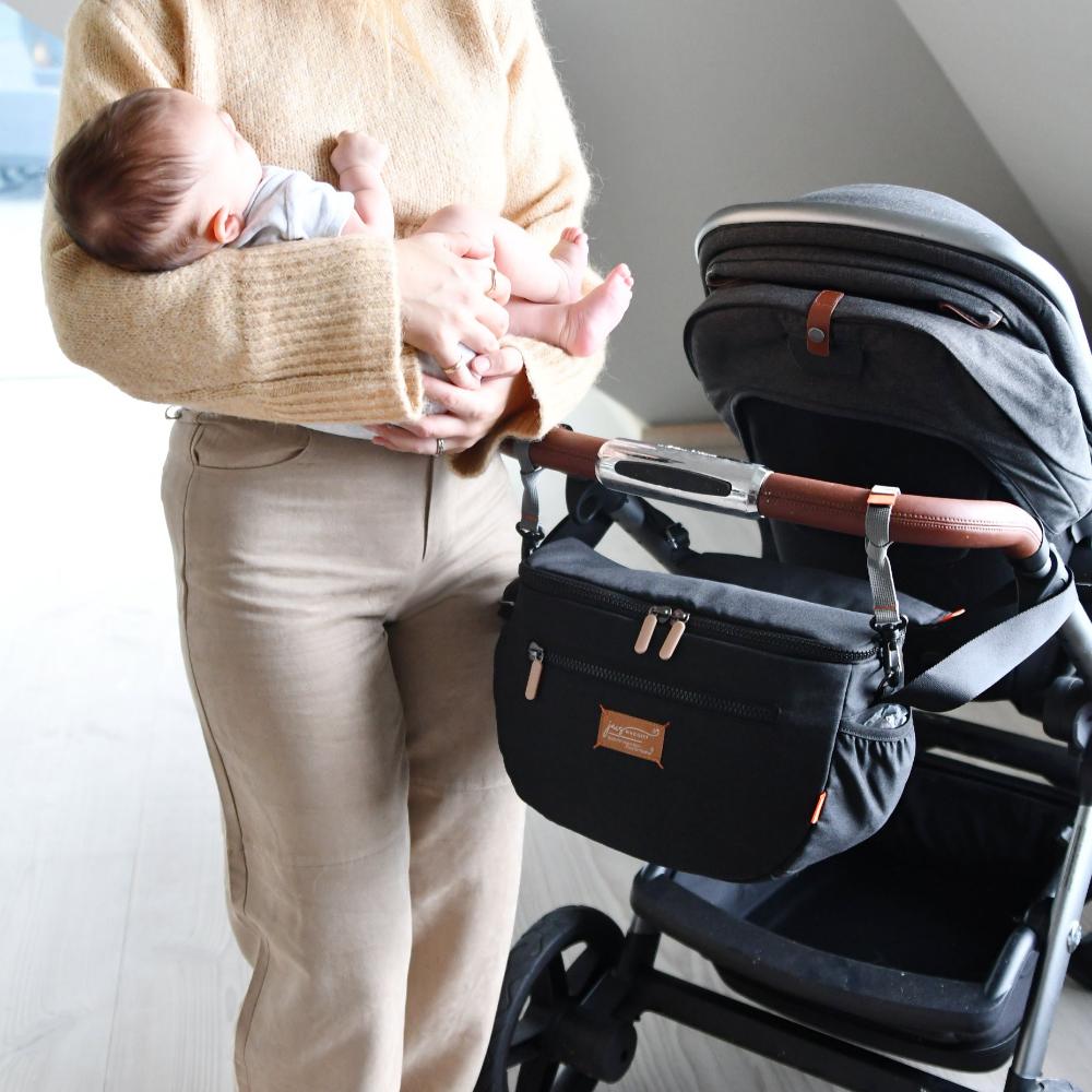 jacasling on pram with baby