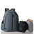 Picos slate backpack with the two pods to the side of it and the mini pod in front