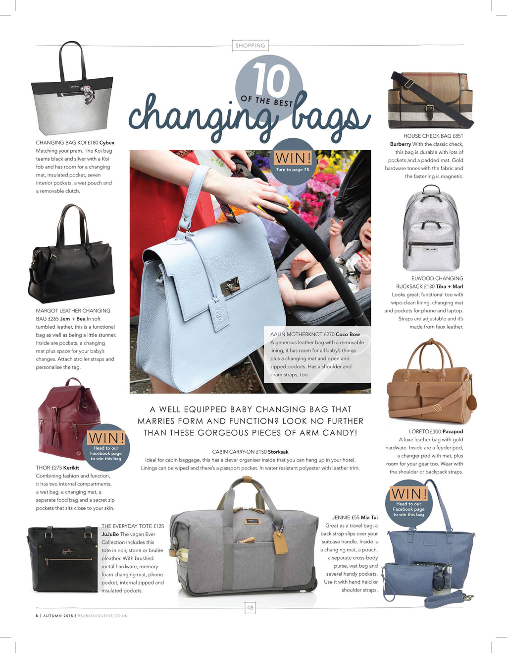 Loreto in B Baby Magazine's Top 10 changing bags