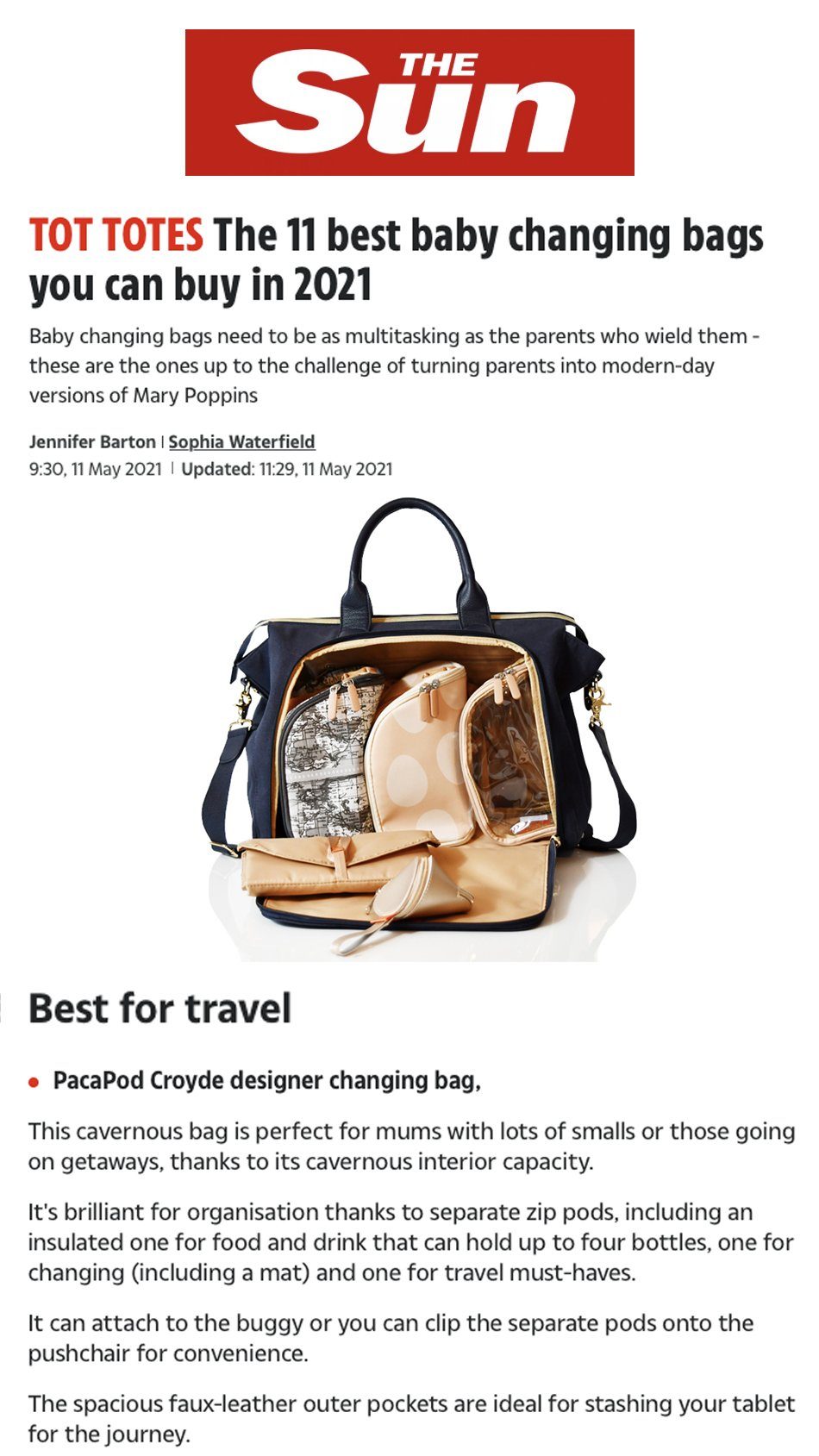 The Sun - Best Changing Bag 2021