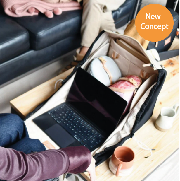 JacaPod Tote x3 pods, mat & muslin Charcoal (L) - PacaPod