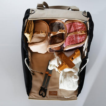 JacaPod Tote x2 pods, mat & muslin sesame (L) - PacaPod