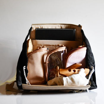 JacaPod Tote x2 pods, mat & muslin sesame (L) - PacaPod