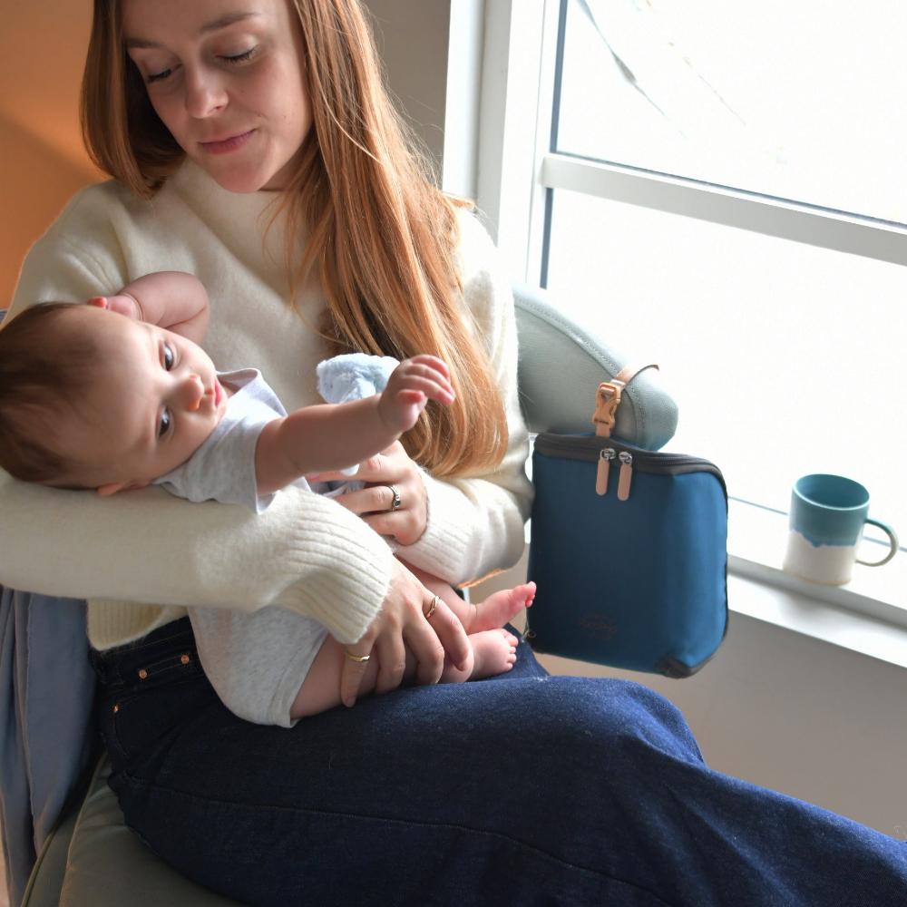 hague blue organise pod with baby