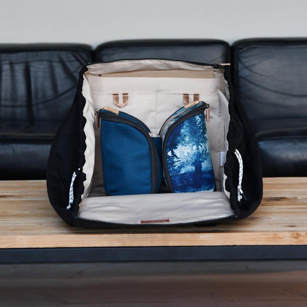 hague blue pods inside jacapod backpack