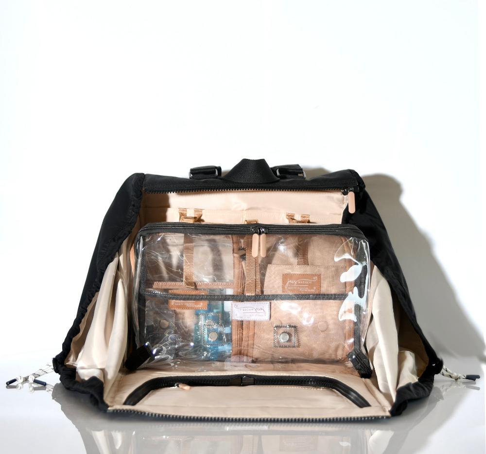 inside view of backpack with clear pod