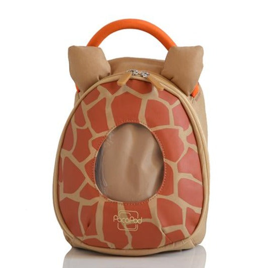 Front of the Toddler pod flame in giraffe print with central window for a photograph