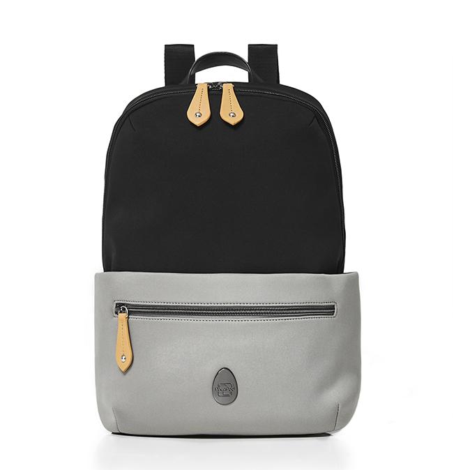 The Rockham Due Flint front view - a black and grey backpack changing bag
