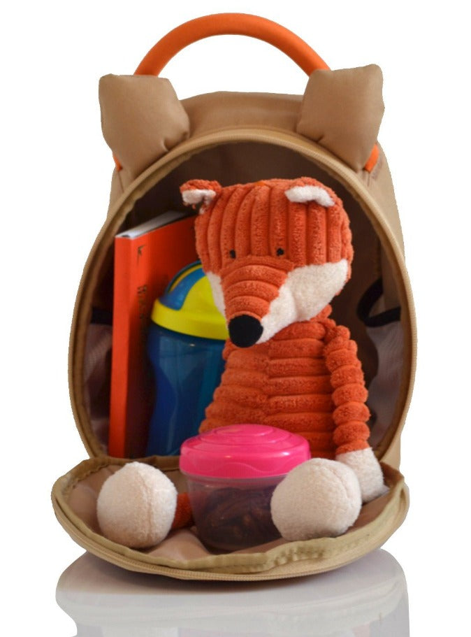 Open image of the toddler pod with packing ideas - included a soft toy book and snacks